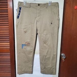 Polo Ralph Lauren Distressed Patchwork Relaxed Fit Khaki Pants